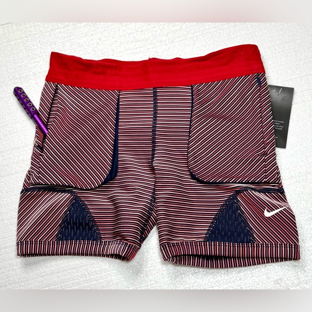 Nike Red and Navy Athletic Shorts with Pockets Unisex